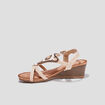 Sandales compensées bijoux et perles sable femme