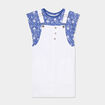 Ensemble robe salopette et t-shirt coton bleu roi fille