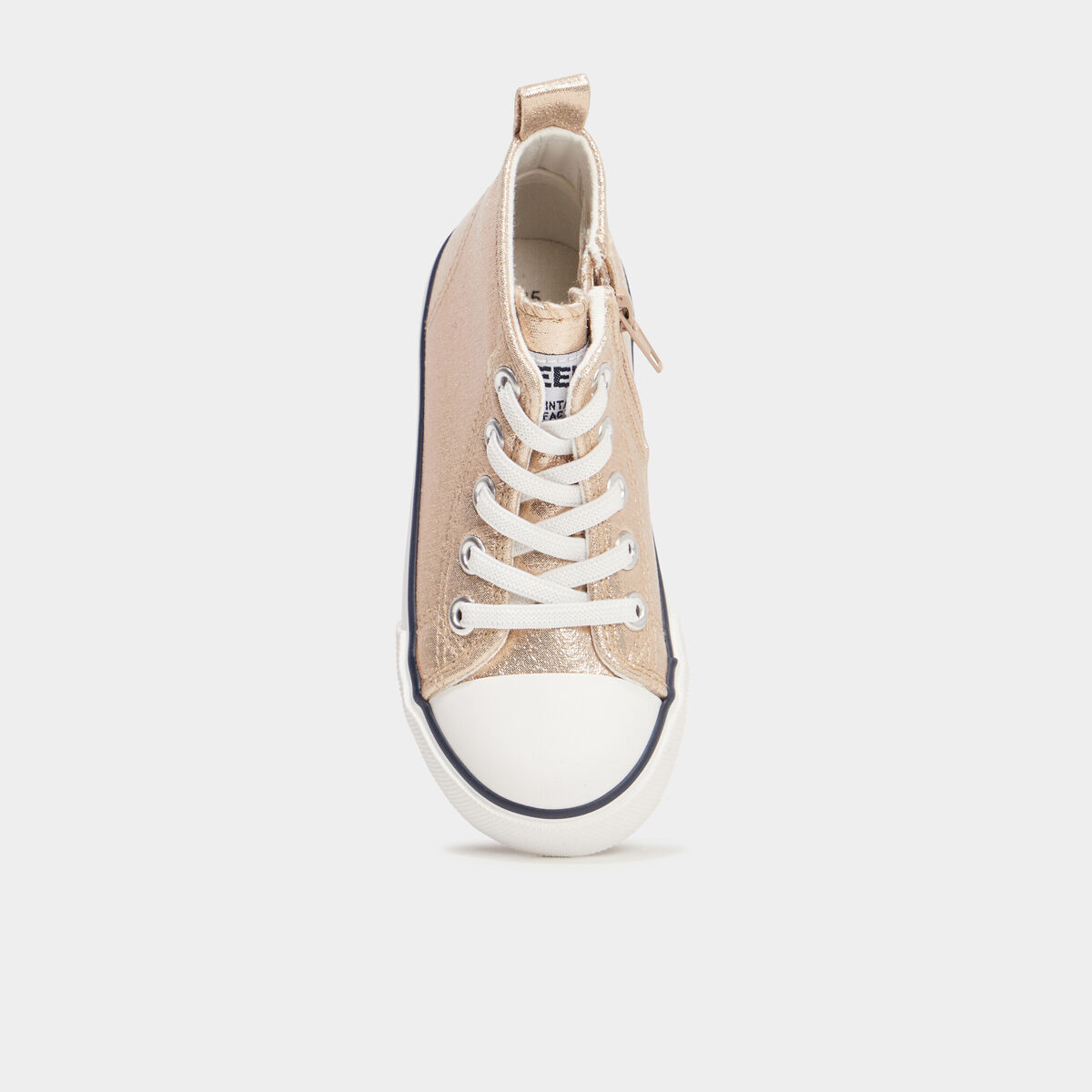 Baskets montantes en toile bout renforc&eacute; jaune or fille