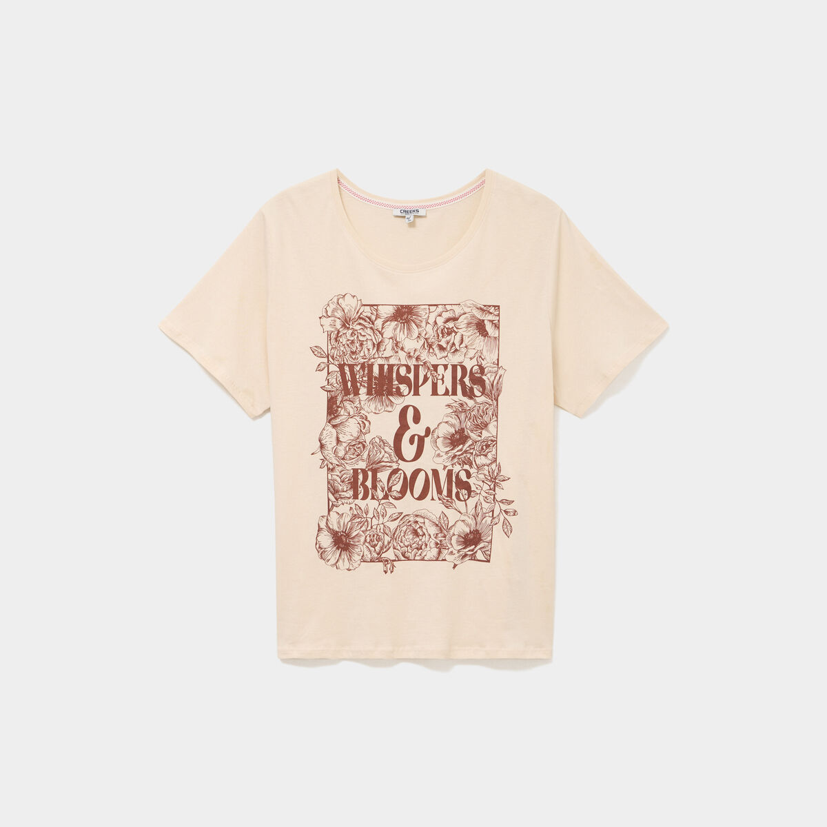 T-shirt manches courtes col rond coton ivoire femme grande taille
