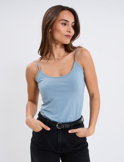 Débardeur coton bretelles réglables gris femme