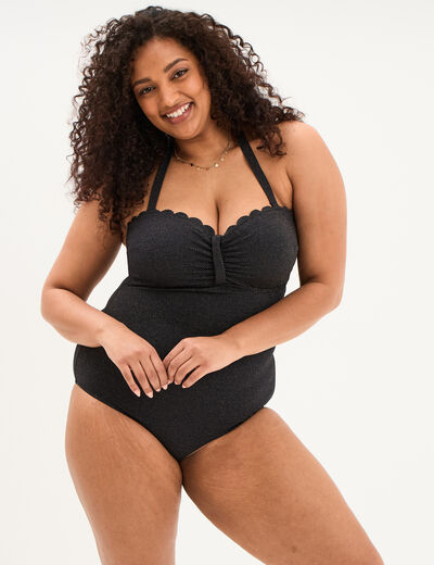 Maillot de bain une pi&egrave;ce balconnet noir femme grande taille