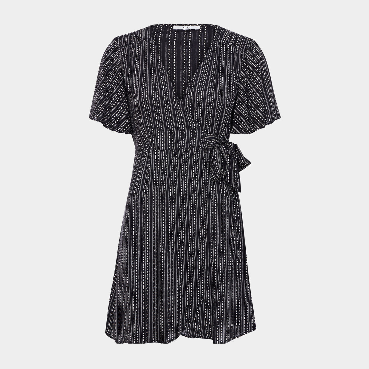 Robe courte portefeuille noir femme