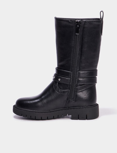 Bottes avec boucles coeur noir fille
