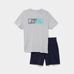 Ensemble pyjama short et t-shirt gris clair homme