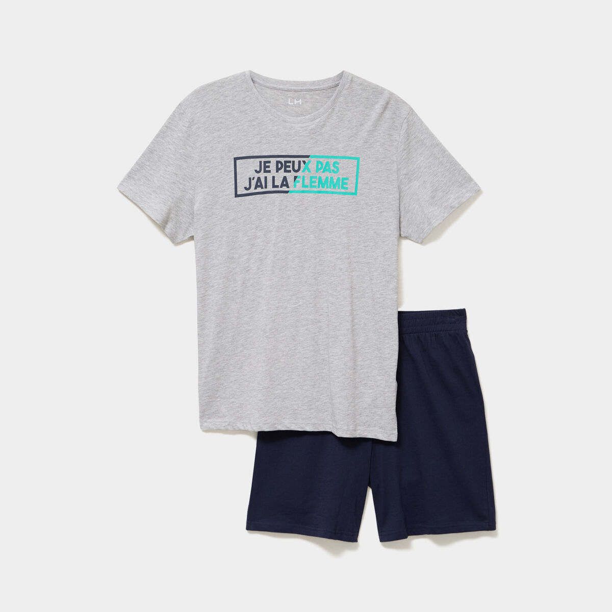 Ensemble pyjama short et t-shirt gris clair homme