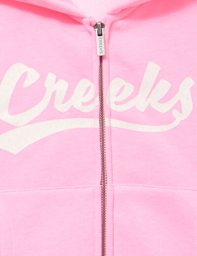 Sweat zipp&eacute; &agrave; capuche rose fluo fille