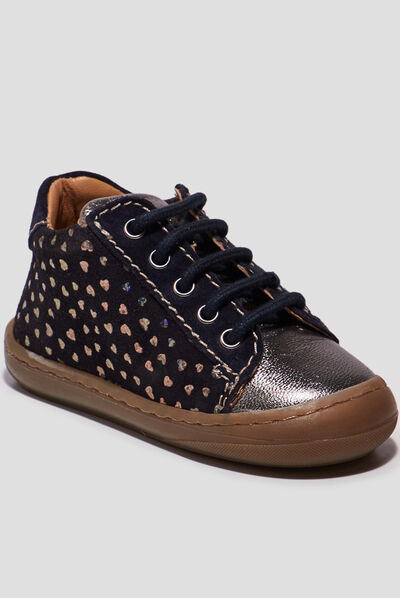 Bottillons en cuir bleu marine bébé fille