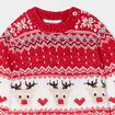 Robe pull Noël col rond manches longues rouge bébé fille