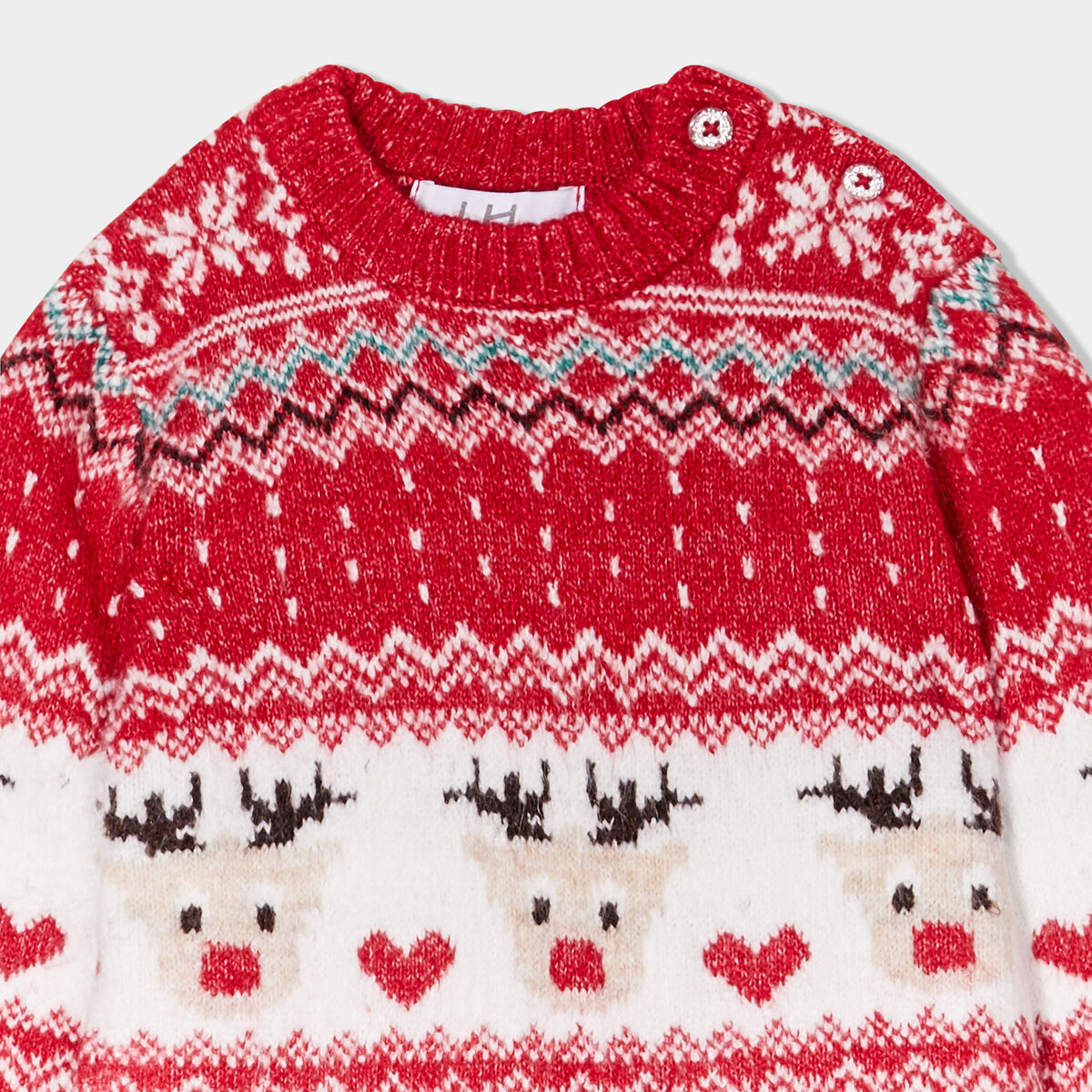 Robe pull Noël col rond manches longues rouge bébé fille
