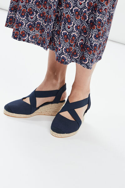 Sandales espadrilles compensées bleu femme