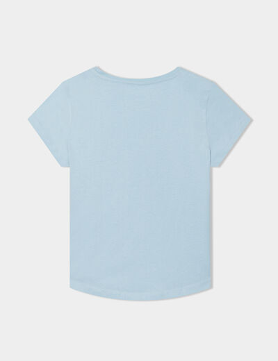 T-shirt col rond manches courtes coton bleu fille