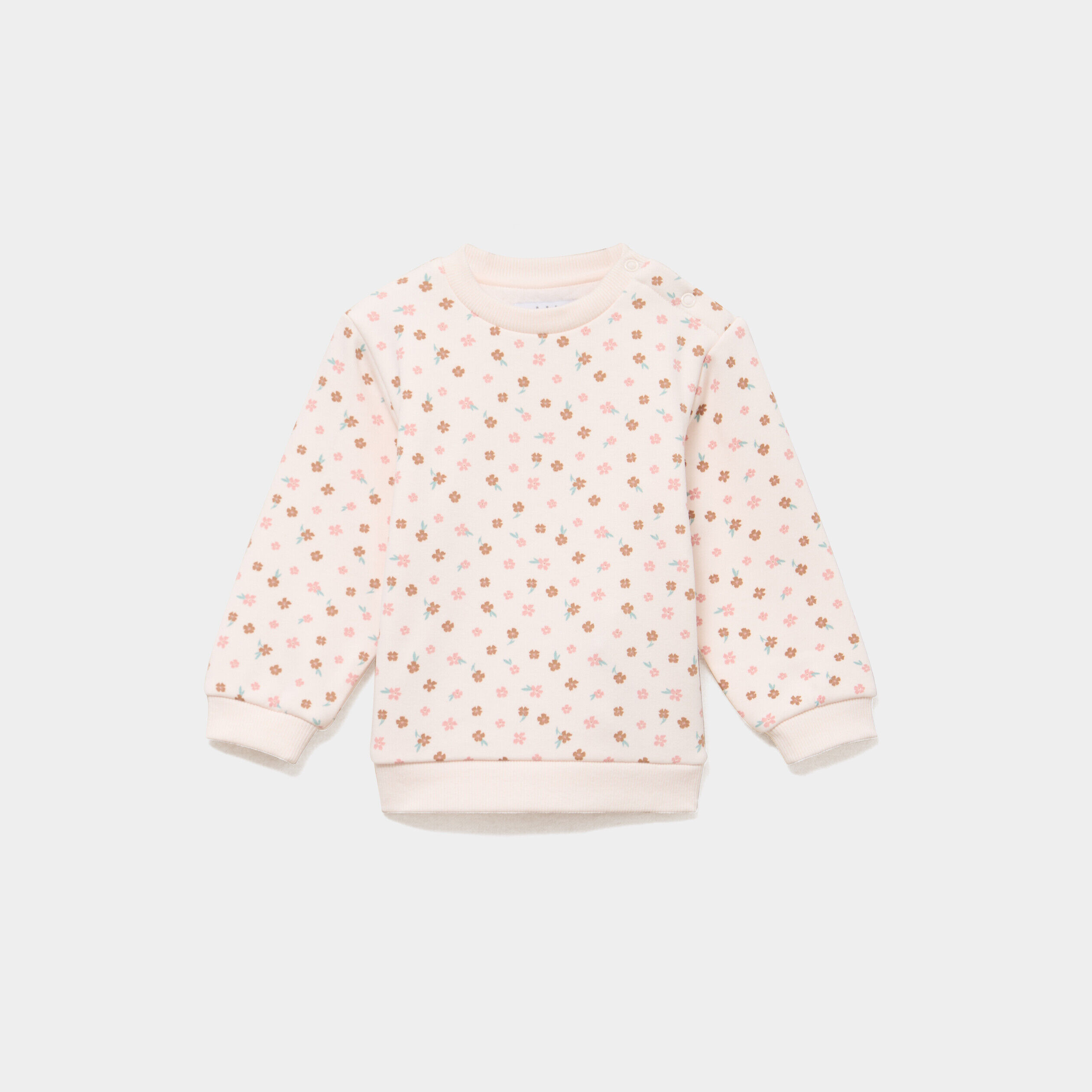 Sweat molletonné avec boutons épaule creme bébé fille LH
