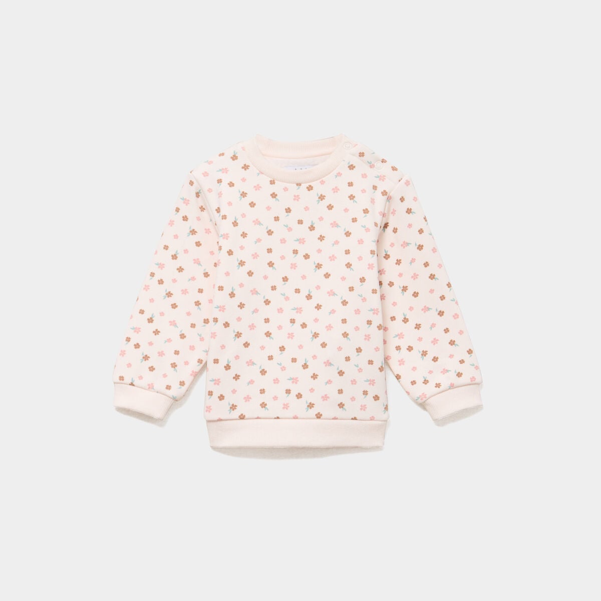 Sweat molletonn&eacute; avec boutons &eacute;paule creme b&eacute;b&eacute; fille