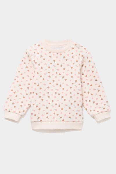Sweat molletonn&eacute; avec boutons &eacute;paule creme b&eacute;b&eacute; fille