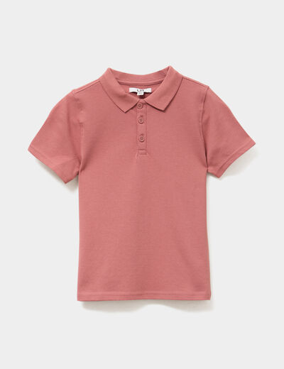 Polo manches courtes à détail brodé vieux rose garçon