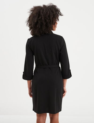 Robe chemise manches 3/4 Mosquitos noir femme