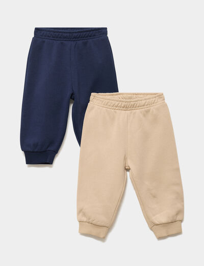 Lot 2 pantalons de jogging bas resserr&eacute; bleu marine b&eacute;b&eacute; gar&ccedil;on