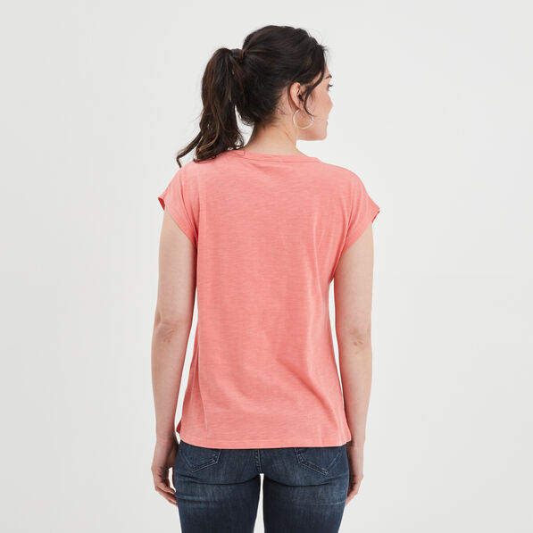 t shirt col rond manches courtes creeks rose femme T-shirt col rond manches courtes Creeks rose femme