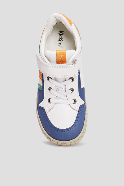 Tennis basses en cuir Kickers Windo blanc garçon