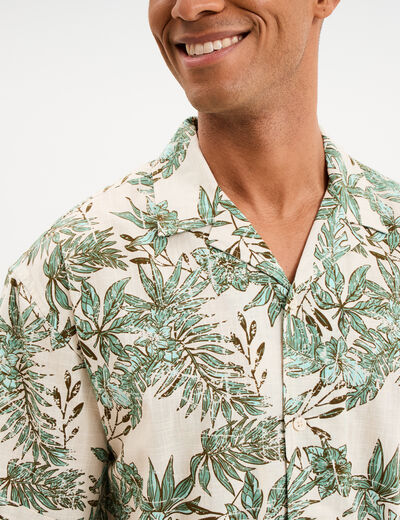 Chemise en coton manches courtes blanc homme