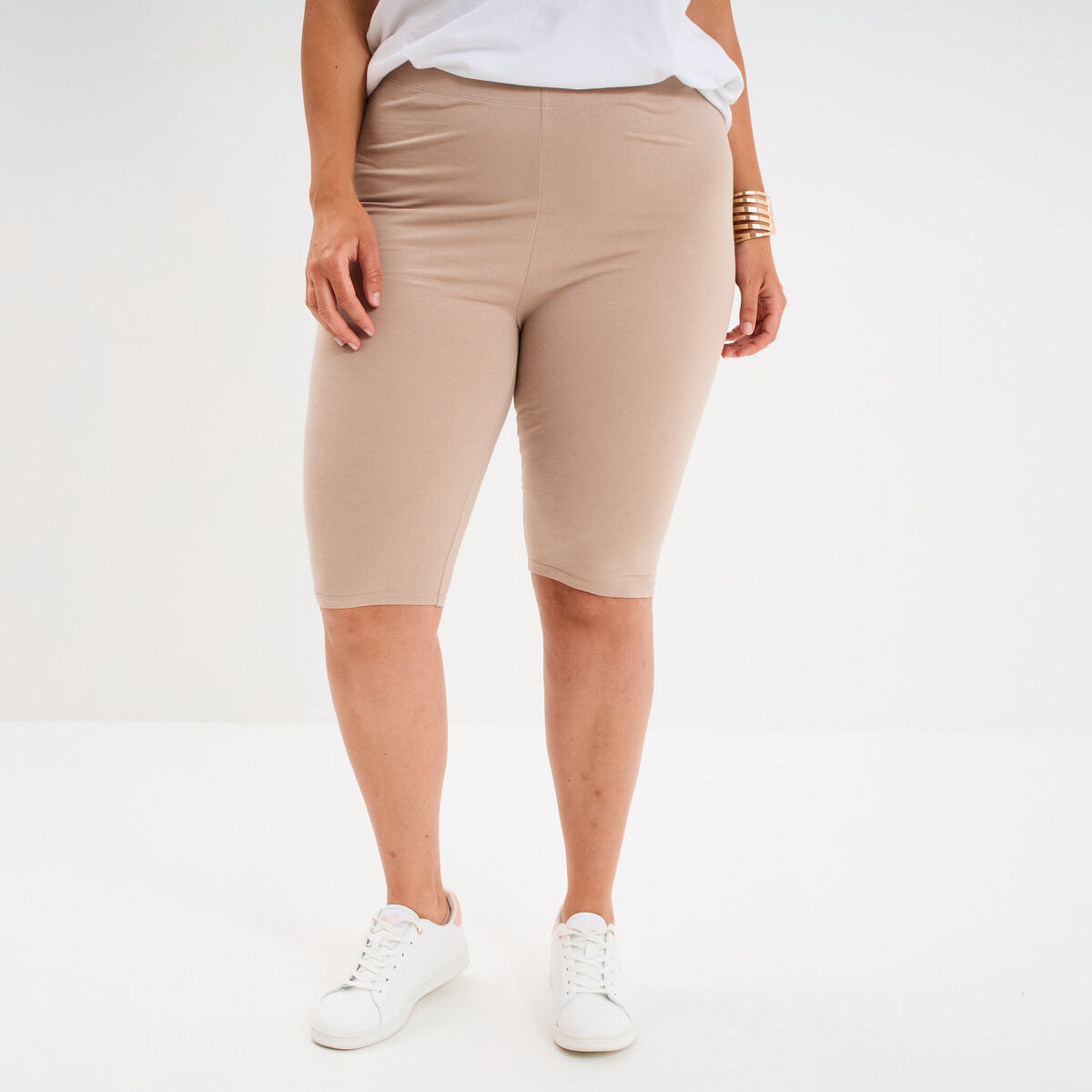 Short legging cycliste coton sable femme grande taille