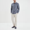 Pantalon chino droit lin m&eacute;lang&eacute; gris clair homme