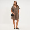 Robe courte fluide manches courtes beige clair femme