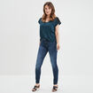 T-shirt dentelle épaules et dos bleu marine femme