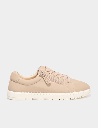 Tennis basses zipp&eacute;es sable femme