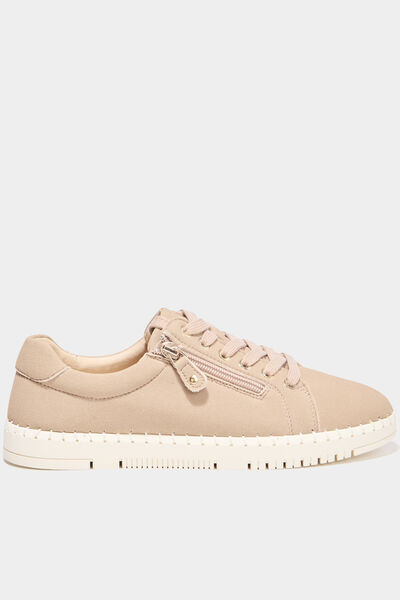 Tennis basses zipp&eacute;es sable femme