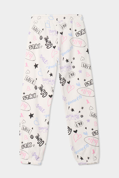 Pantalon de jogging molleton beige fille
