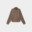 Pull droit avec col montant taupe femme