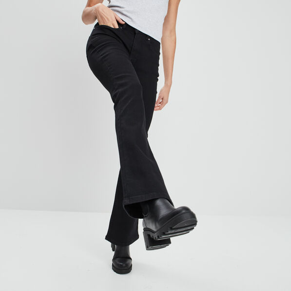 jeans flare taille standard denim noir femme Jeans flare taille standard denim noir femme