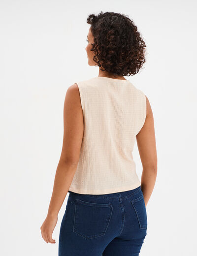 Veston sans manches et col en V sable femme