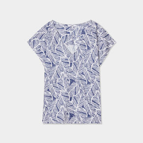 t shirt col en v manches courtes bleu gris femme T-shirt col en V manches courtes bleu gris femme