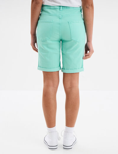 Bermuda slim bleu turquoise femme