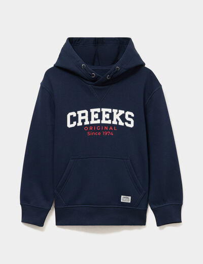Sweat hoodie oversize 1 poche bleu marine gar&ccedil;on