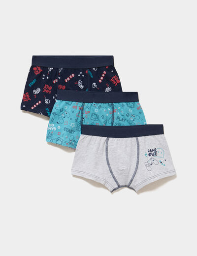 Lot 3 boxers coton majoritaire bleu marine gar&ccedil;on