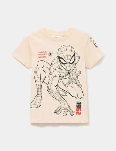 T-shirt manches courtes Spider-Man ecru gar&ccedil;on