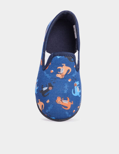 Chaussons effet velours bout rond bleu garçon