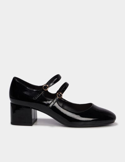 Babies en vernis &agrave; talons noir femme