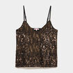 D&eacute;bardeur &agrave; sequins bretelles col V couleur cuivre femme