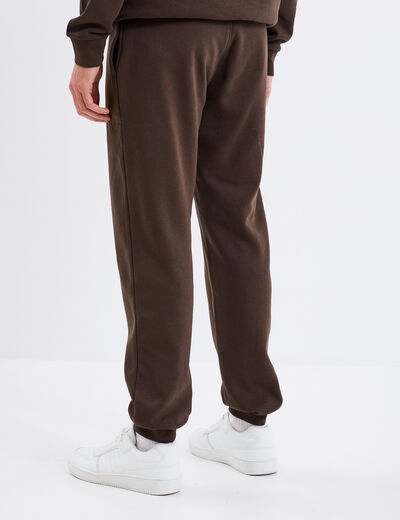 Pantalon jogging droit molleton marron foncé homme