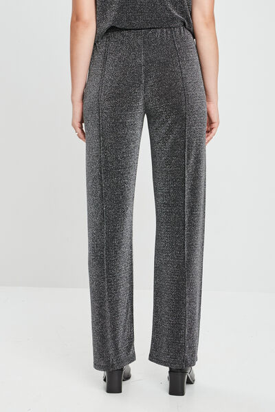 Pantalon de soirée fluide gris argent femme