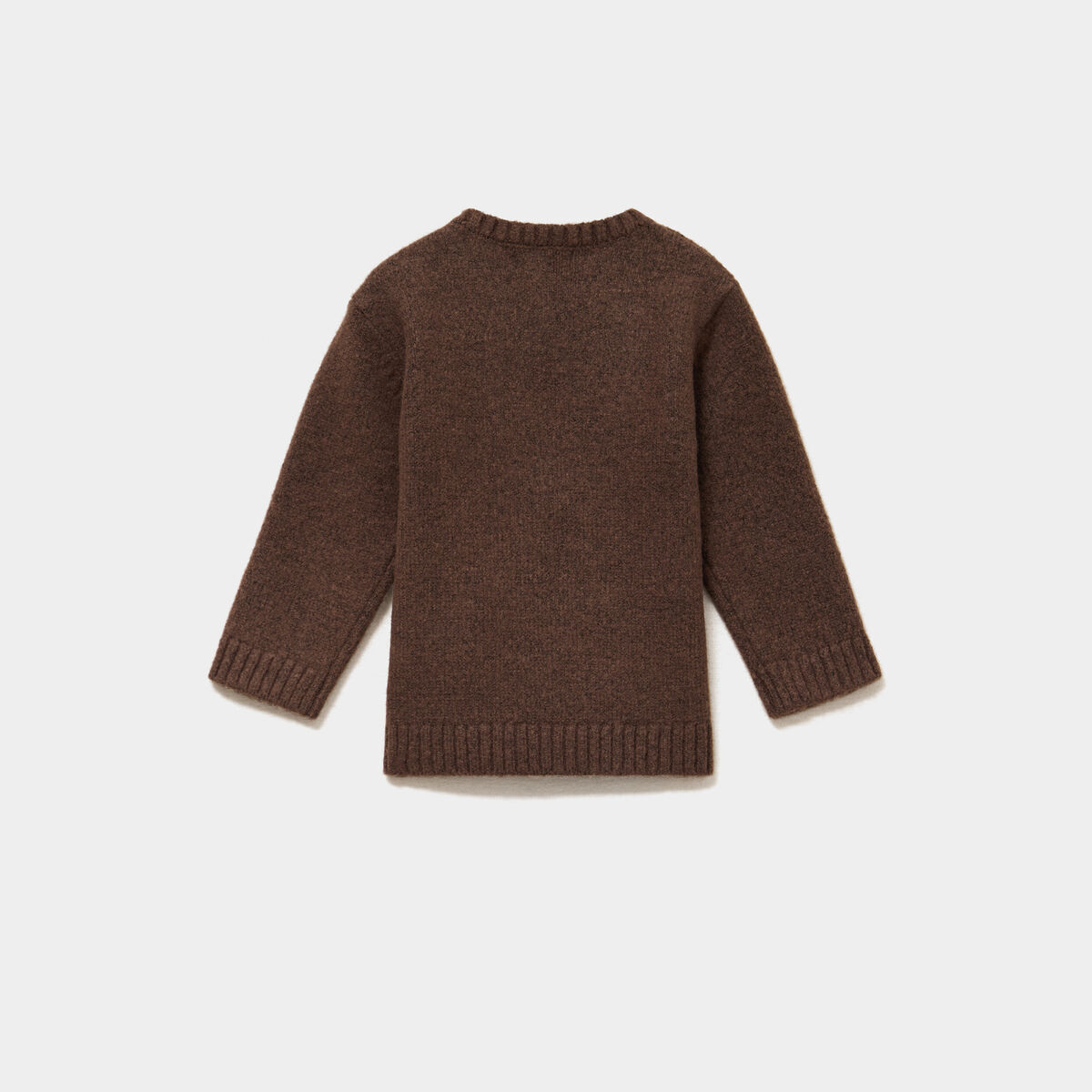 Pull col rond boutons &eacute;paule marron fonc&eacute; b&eacute;b&eacute; gar&ccedil;on