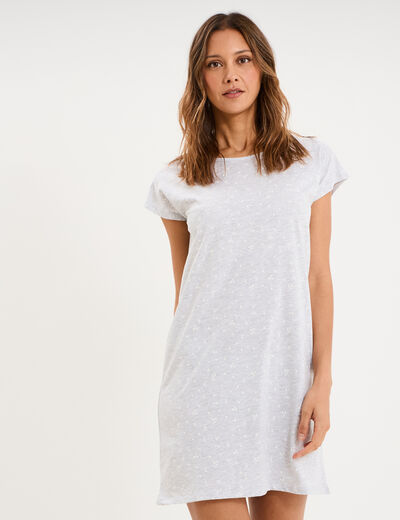 Chemise de nuit manches courtes gris clair femme