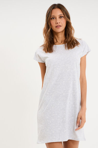 Chemise de nuit manches courtes gris clair femme