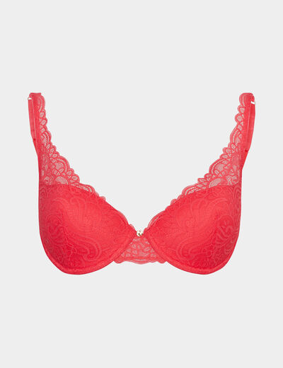 Soutien-gorge foulard paddé dentelle rose framboise femme