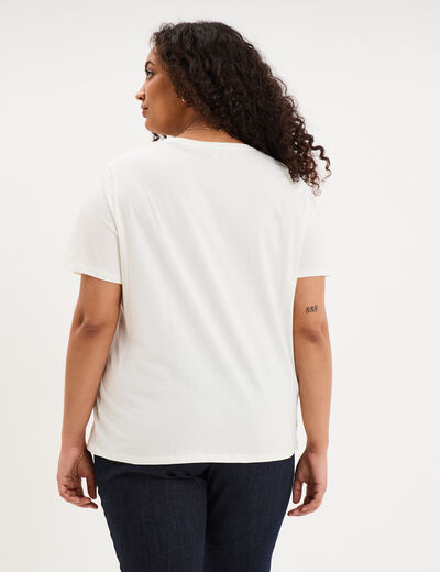 T-shirt manches courtes col rond coton blanc femme grande taille